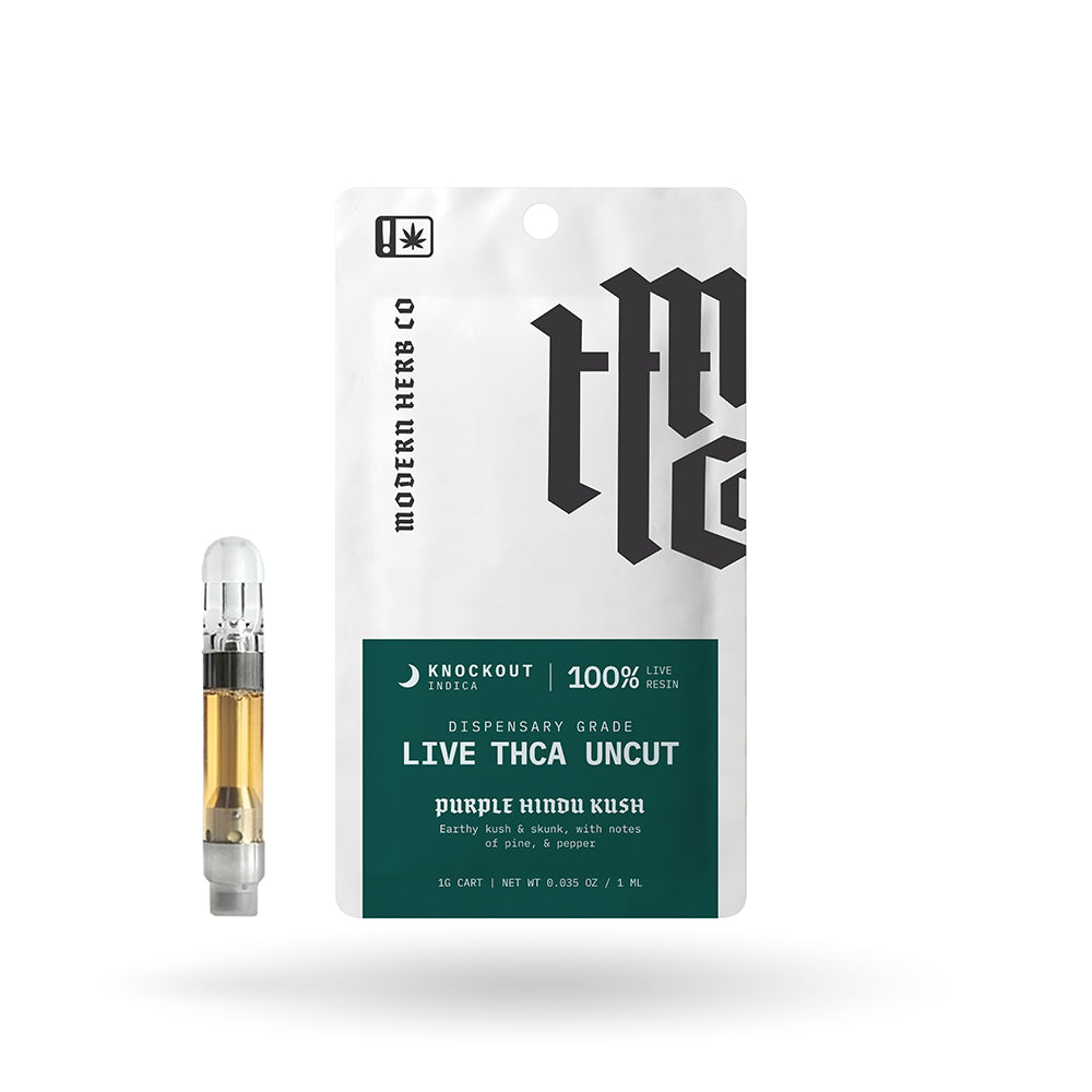 THCa Live Resin Vape Cartridge Uncut: Purple Hindu Kush (Indica) - 1g by Modern Herb Co | Buddy Brandz