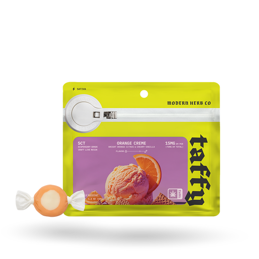 Live Resin D9 Taffy: Orange Creme (Sativa), 5ct by Modern Herb Co | Buddy Brandz | Buddy Brandz