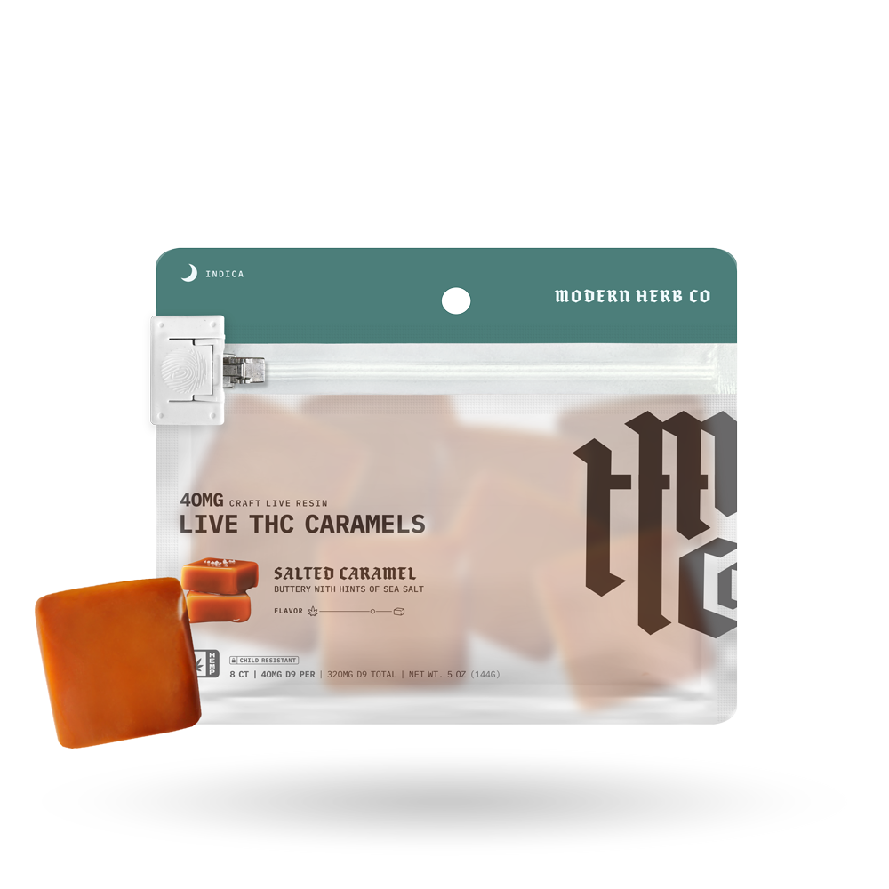 Live Resin Delta 9 Caramels Knockout (Organic) 8ct by Modern Herb Co | Buddy Brandz