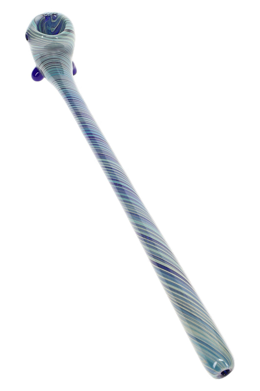 Silver Fumed Spiral Striped Glass Sherlock Pipe “Moon Twister” – 11.5″ – Assorted | Buddy Brandz