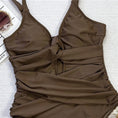 Load image into Gallery viewer, Tan girl Cross Bandage one piece swimsuit
