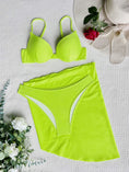 Cargar la imagen en la vista de la galería, Women solid push up underwire three piece set
