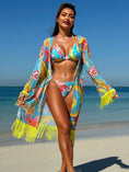 Load image into Gallery viewer, Feely tassel drape three piece swimsuit set
