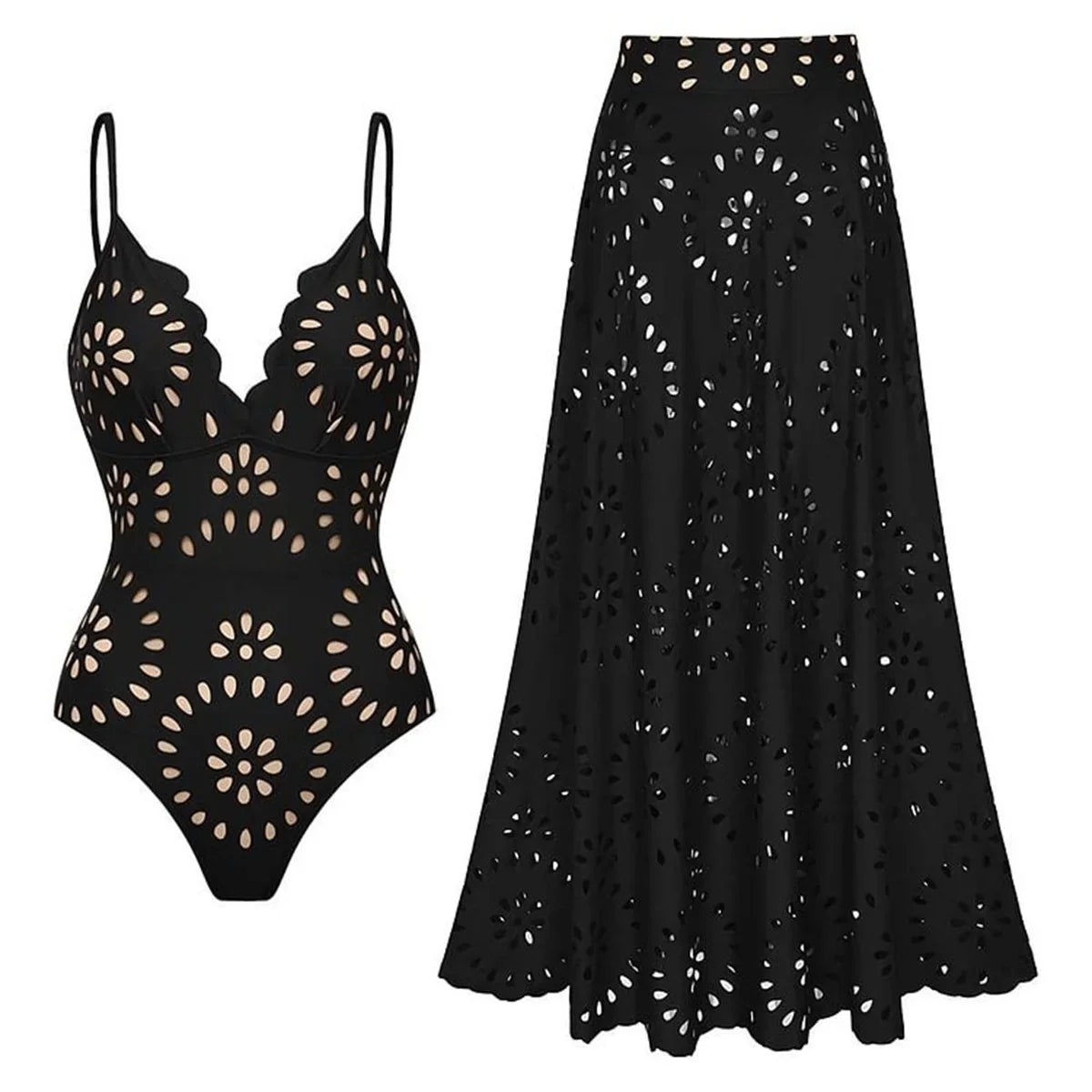 Laser Cut women three piece swimsuit