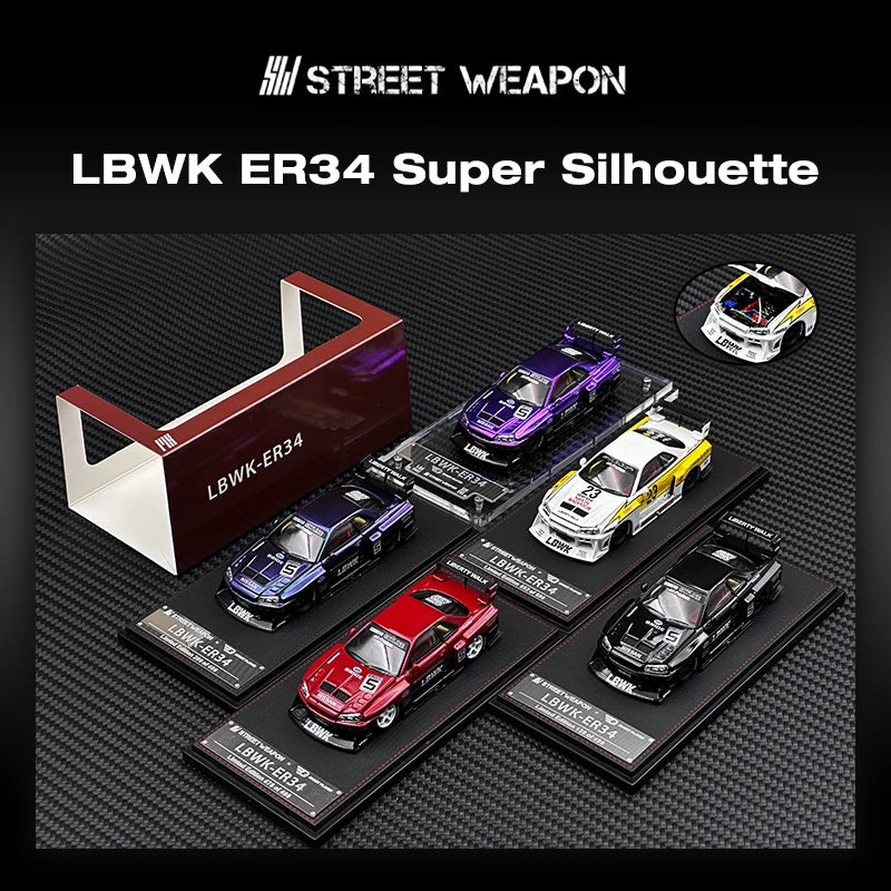 1:64 LBWK Skyline GTR ER34 Super Silhouette – Carbon Chrome Edition by Buddy Brandz | Buddy Brandz