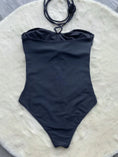 Load image into Gallery viewer, Black rose one piece swimsuit
