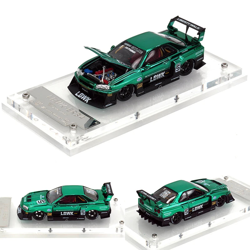 1:64 LBWK Skyline GTR ER34 Super Silhouette – Carbon Chrome Edition by Buddy Brandz - view 17 | Buddy Brandz