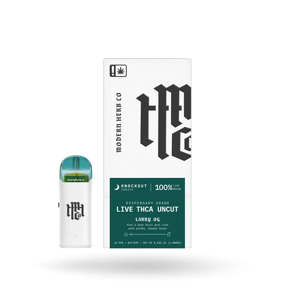 THCa Live Resin Uncut Pod Kit: Indica, Larry OG 1g by Modern Herb Co | Buddy Brandz