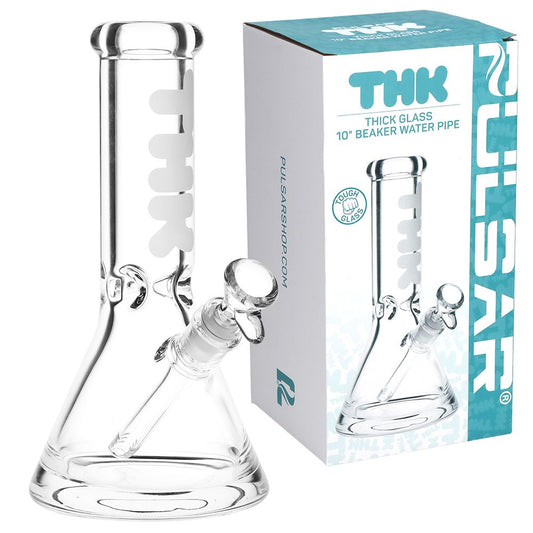 Pulsar "THK" 9mm Beaker Glass Water Pipe - 10" / 14mm F | Buddy Brandz