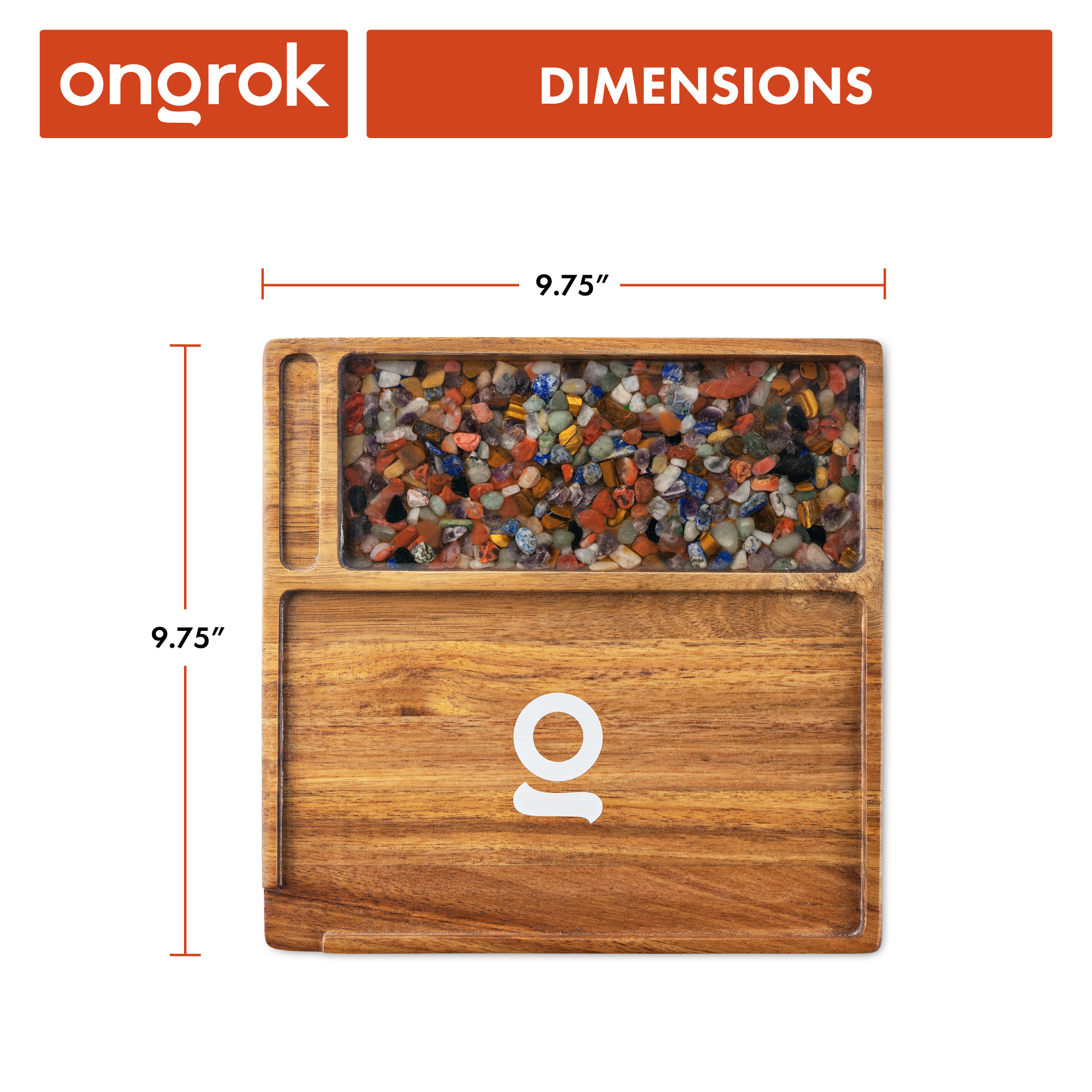 Ongrok Premium Natural Acacia Wood Tray | 9.5" x 9.5" by Smoke Drop - view 10 | Buddy Brandz