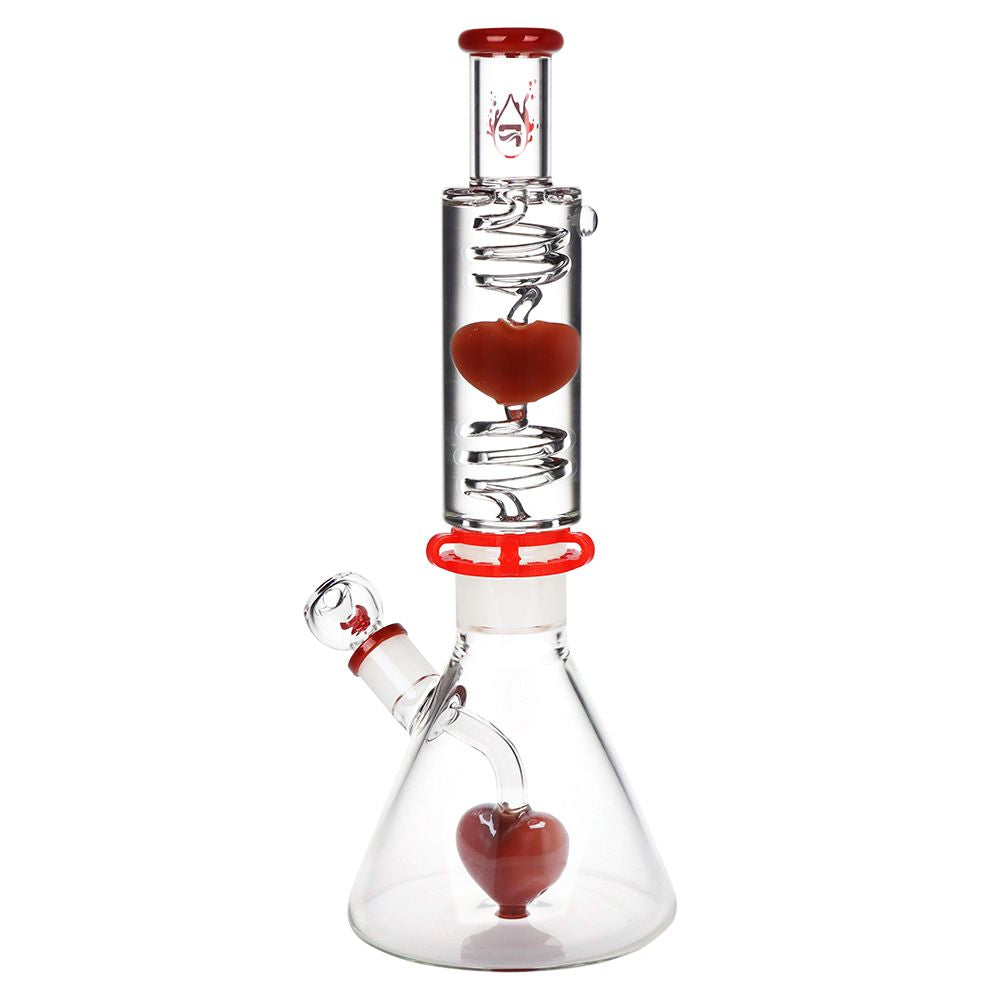 Pulsar Love Heart Beat Glycerin Beaker Glass Water Pipe - 14" / 19mm F by Smoke Drop - view 3 | Buddy Brandz