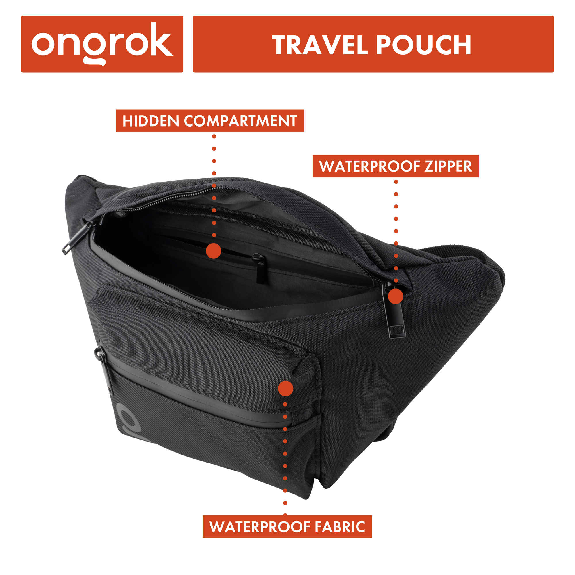 Ongrok Carbon-lined Fanny Pack / Travel Pouch by Smoke Drop - view 7 | Buddy Brandz