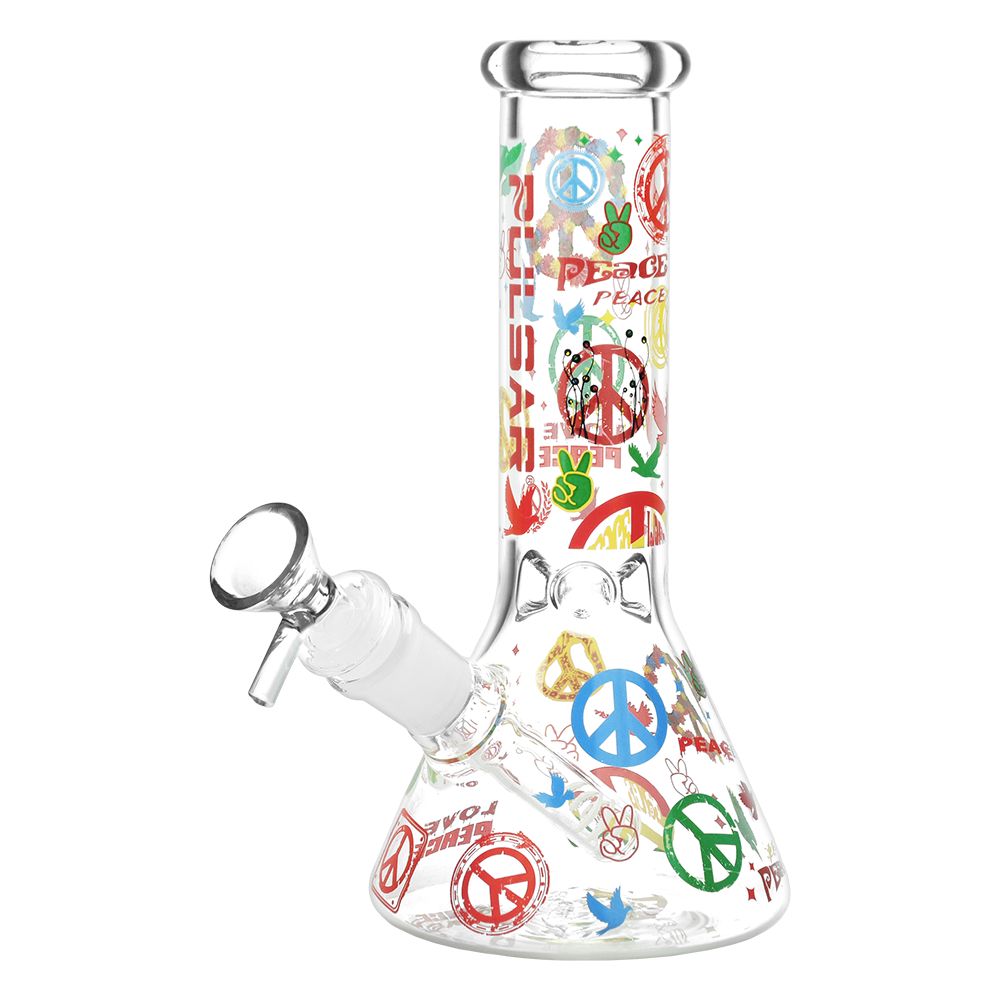 Pulsar World Peace Beaker Glass Water Pipe by Smoke Drop | Buddy Brandz