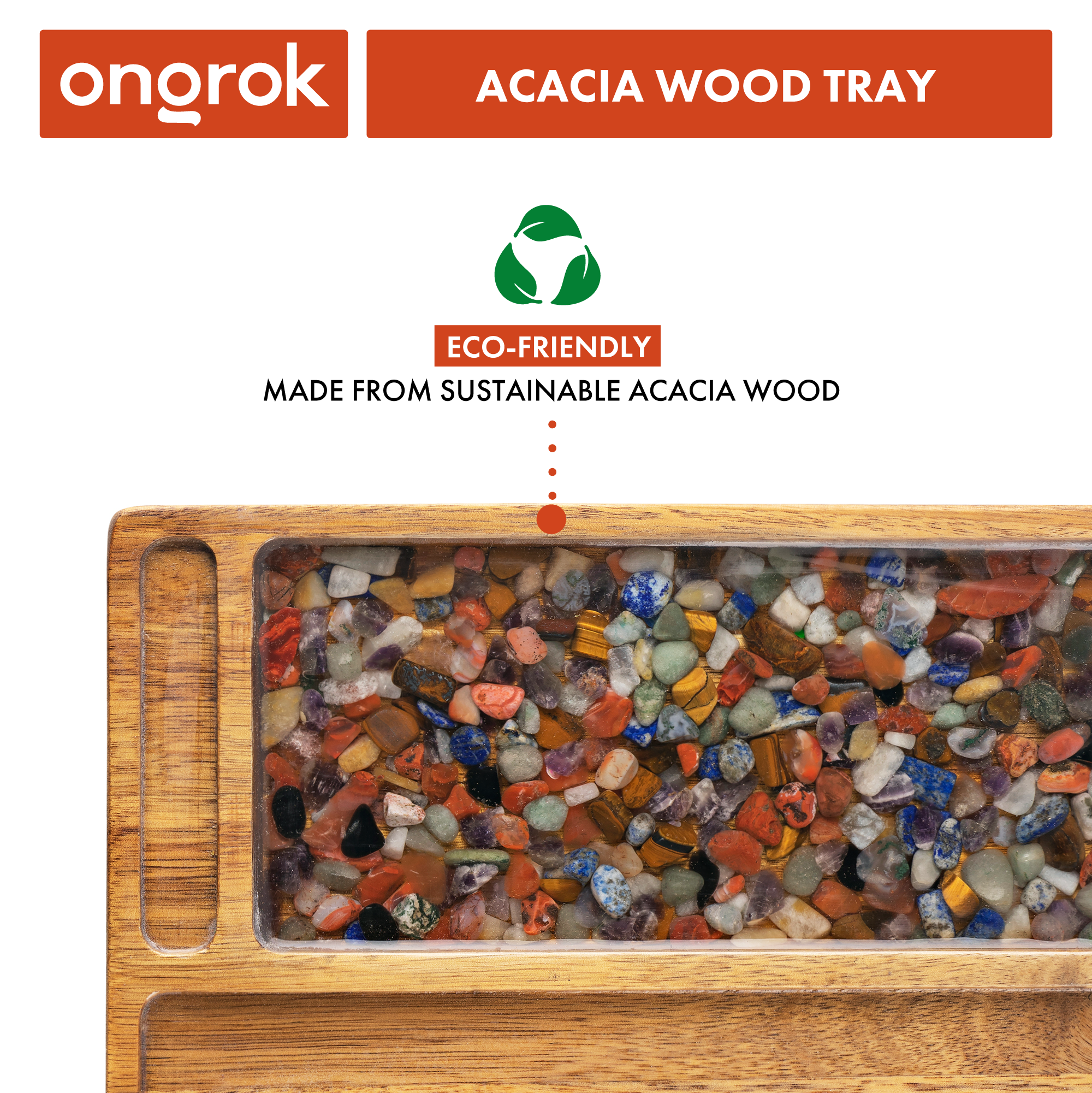 Ongrok Premium Natural Acacia Wood Tray | 9.5" x 9.5" by Smoke Drop - view 11 | Buddy Brandz