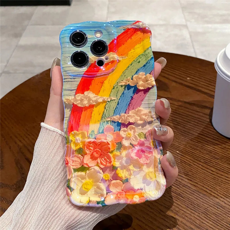 Luxury Laser Pink Glitter 3D Painting Flowers Phone Case For Iphone 11 12 13 14 15 ProMAX Shockproof Bumper IMD Soft Back Cover by Buddy Brandz - view 25 | Buddy Brandz