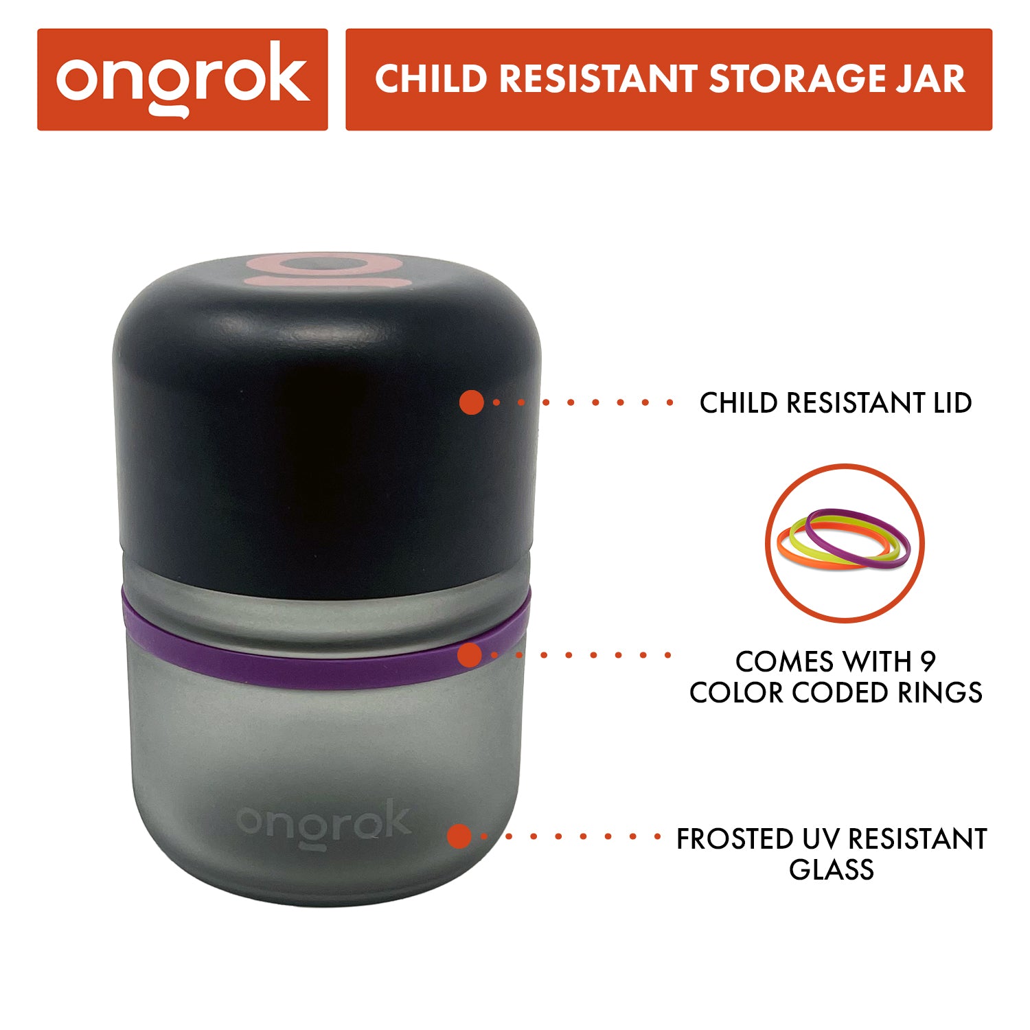 Ongrok 80ml Child Resistant Jar | 6 Pack by Smoke Drop - view 4 | Buddy Brandz