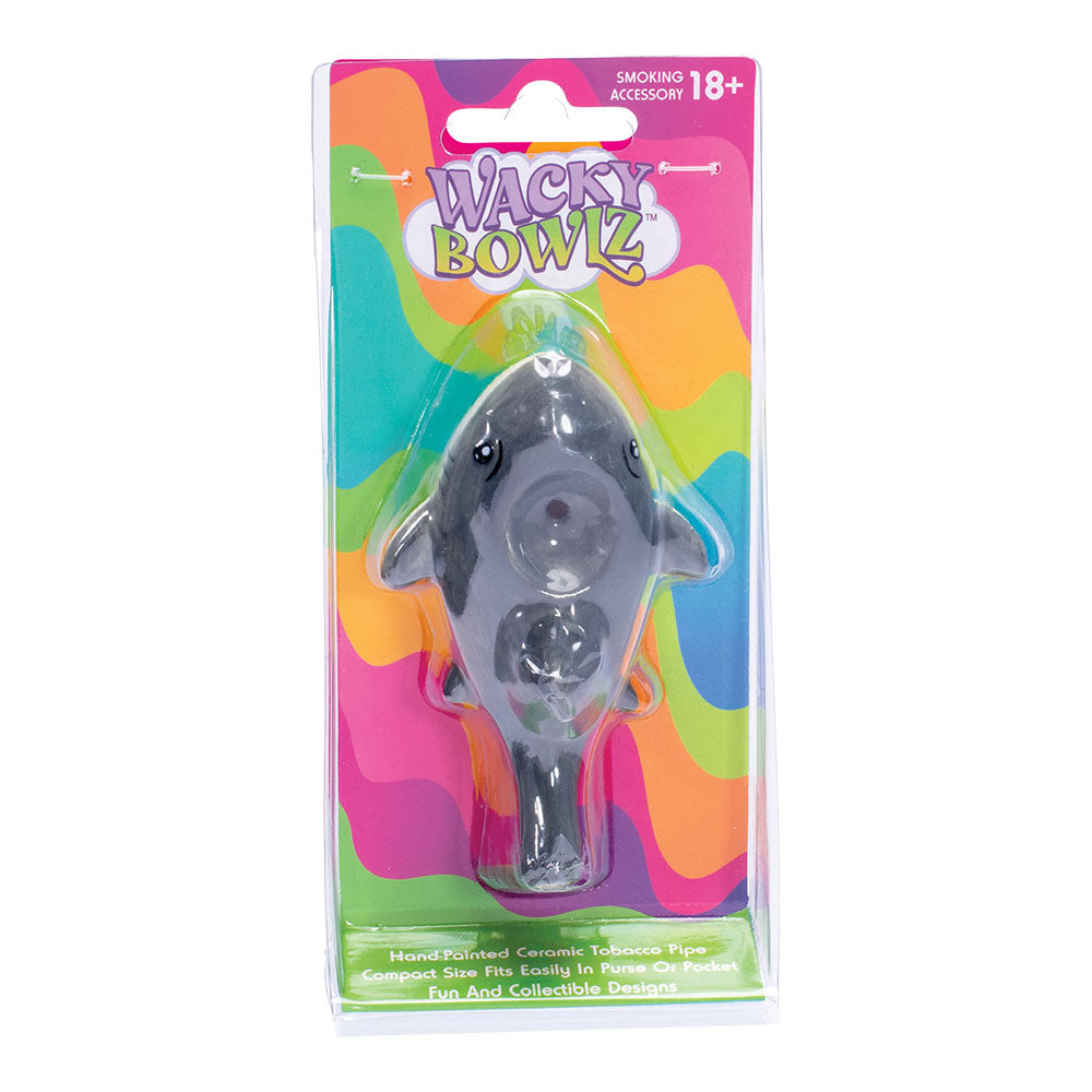 Wacky Bowlz Shark Ceramic Pipe - 3.75" by Smoke Drop - view 3 | Buddy Brandz