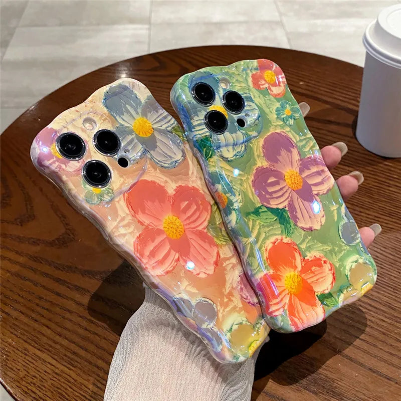 Luxury Laser Pink Glitter 3D Painting Flowers Phone Case For Iphone 11 12 13 14 15 ProMAX Shockproof Bumper IMD Soft Back Cover by Buddy Brandz - view 65 | Buddy Brandz