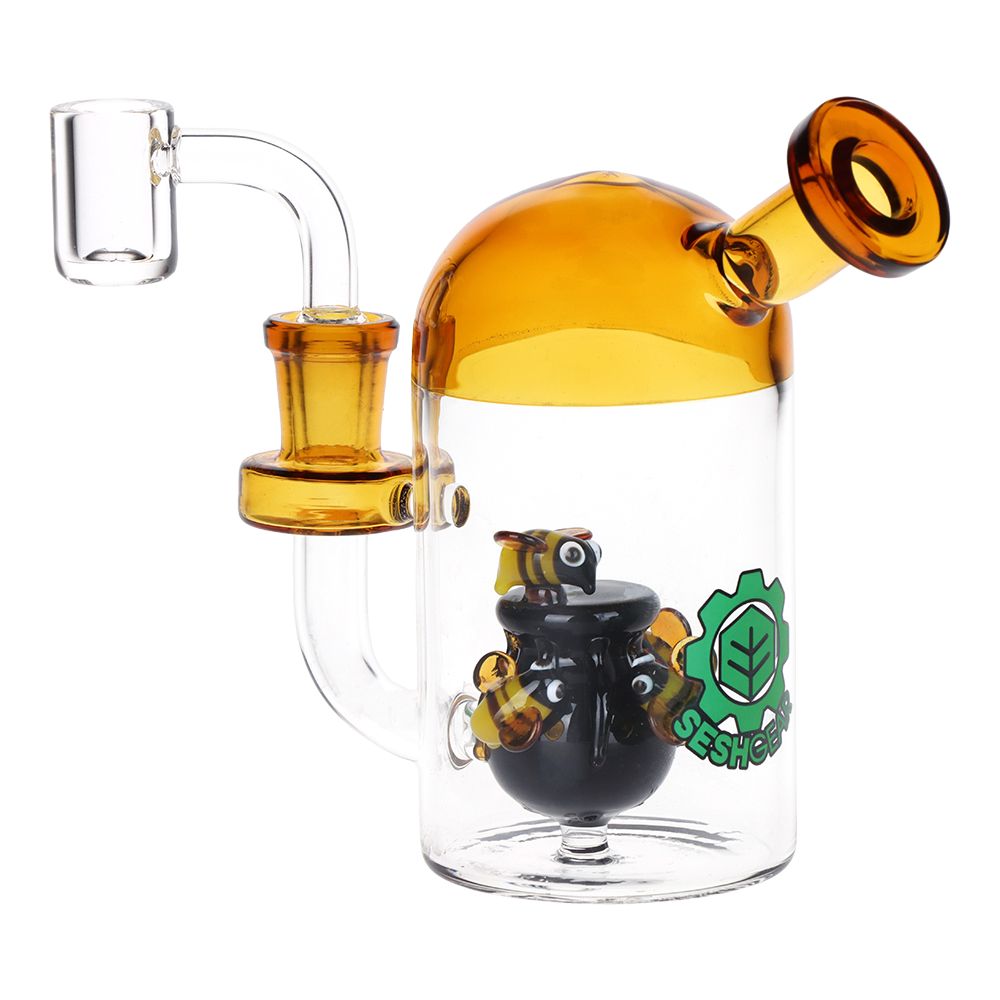 SeshGear Buzzin' Around the Honey Pot Glass Dab Rig - 5" by Smoke Drop | Buddy Brandz