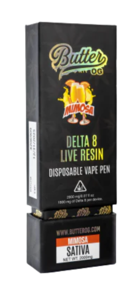 Butter OG Delta 8 Live Resin Disposable Vape 2G - Mimosa (Sativa) by Smoke Drop - view 2 | Buddy Brandz