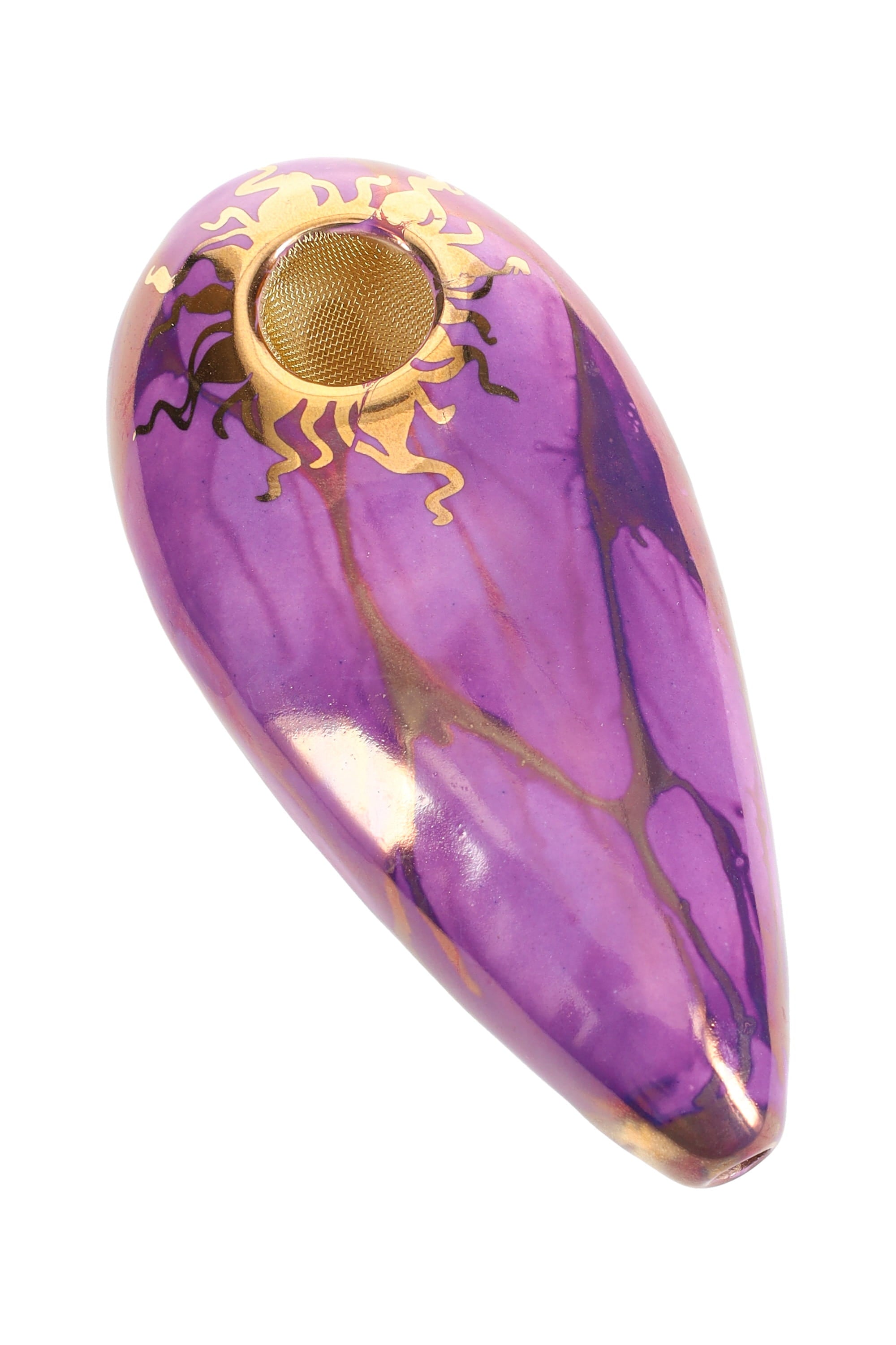 Ancient Creations Ceramics Oval Hand Pipe – Brass Screen – Made in USA by Smoke Drop - view 13 | Buddy Brandz