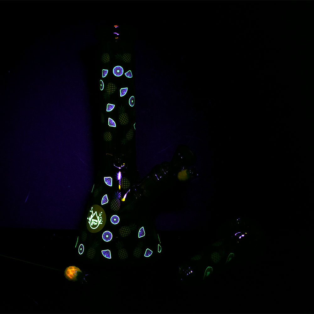 Pulsar Fruit Series Pineapple Express Herb Pipe Glow Duo - 10" / 14mm F by Smoke Drop - view 2 | Buddy Brandz