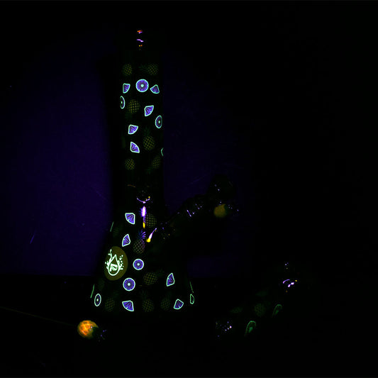 Pulsar Fruit Series Pineapple Express Herb Pipe Glow Duo - 10" / 14mm F by Smoke Drop - view 2 | Buddy Brandz - alternate view | Buddy Brandz