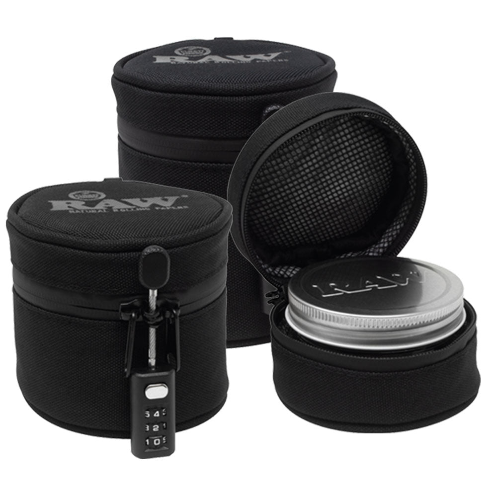 RAW Smell Proof Jar & Cozy w/ Lock by Smoke Drop - view 2 | Buddy Brandz