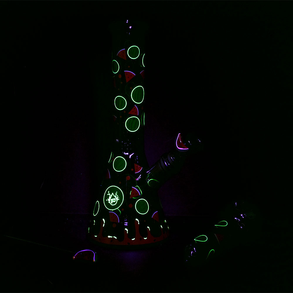 Pulsar Fruit Series Watermelon Zkittles Herb Pipe Glow Duo - 10" / 14mm F by Smoke Drop - view 2 | Buddy Brandz