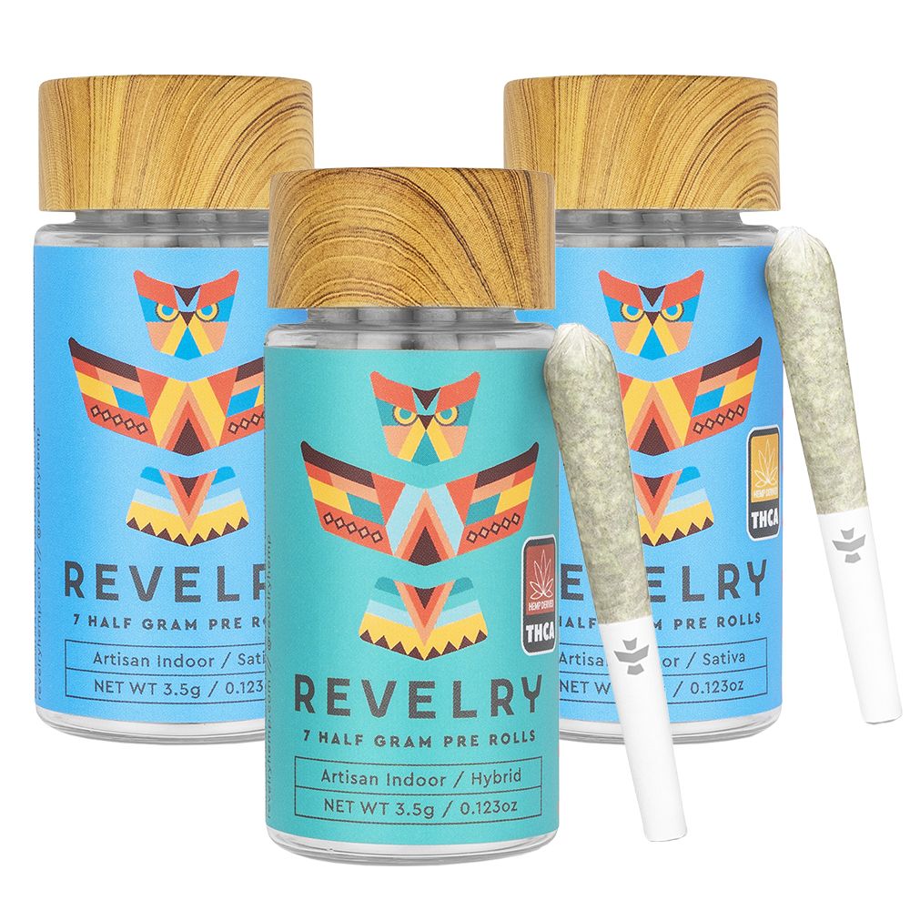 Revelry Premium Indoor THCA Pre-Rolls | 0.5g | 7pc Pack by Smoke Drop | Buddy Brandz