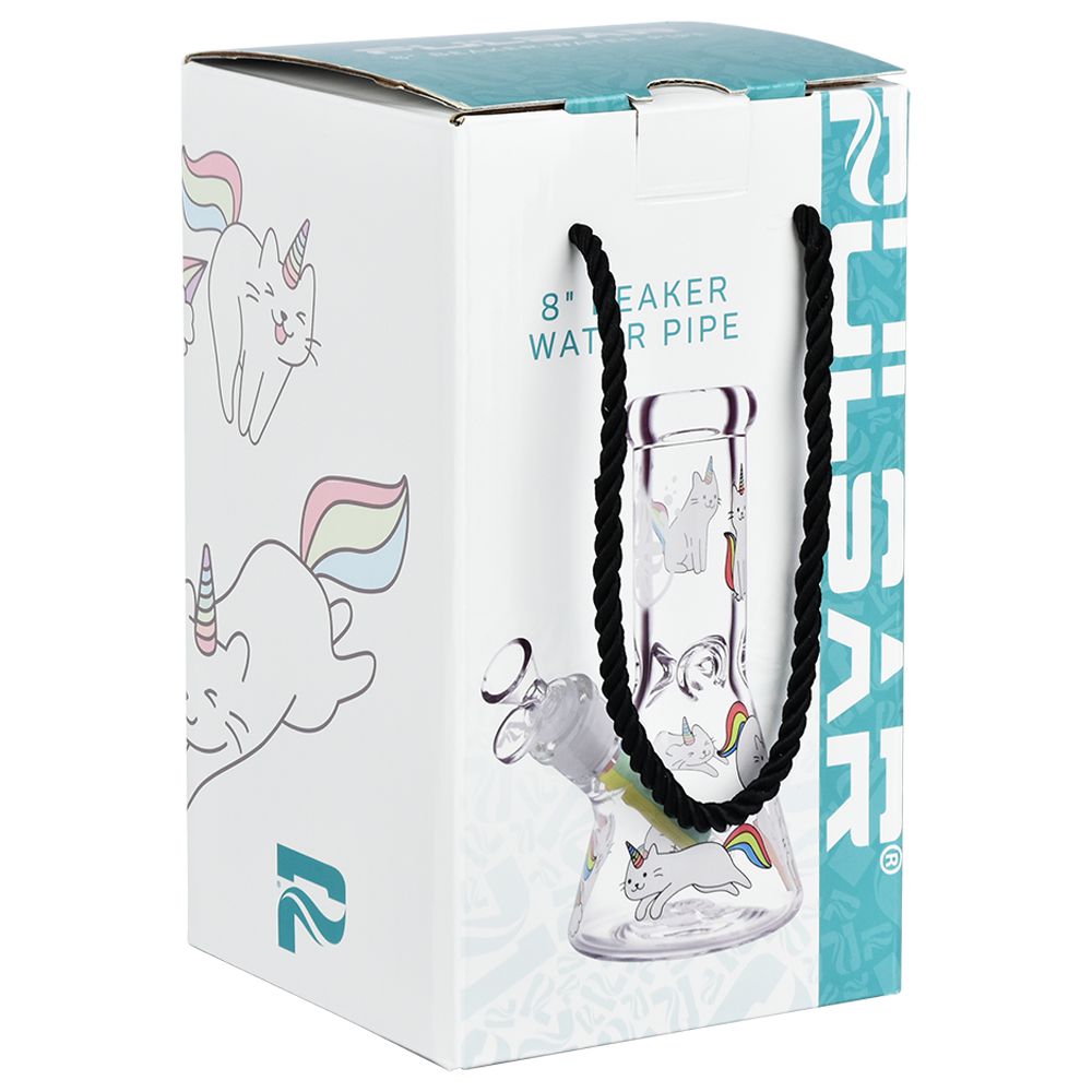 Pulsar Caticorns Design Glass Beaker Water Pipe by Smoke Drop - view 6 | Buddy Brandz