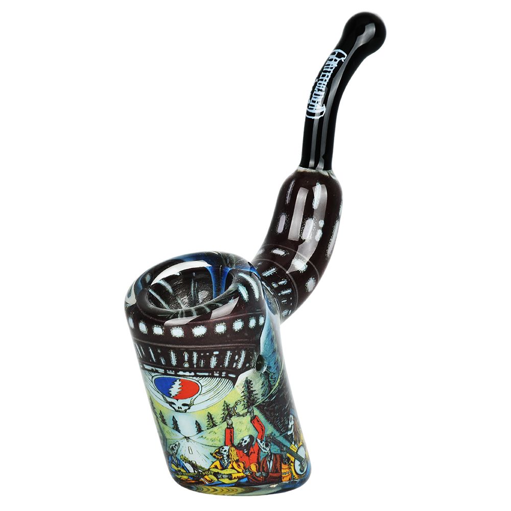 Grateful Dead x Pulsar Inside Print Bent Sherlock Pipe | 4" by Smoke Drop - view 22 | Buddy Brandz