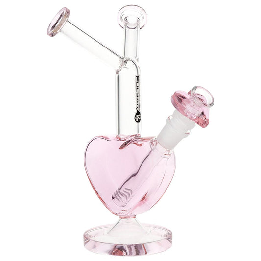Pulsar Double Kiss Heart Glass Water Pipe - 11" / 14mm F by Smoke Drop | Buddy Brandz | Buddy Brandz
