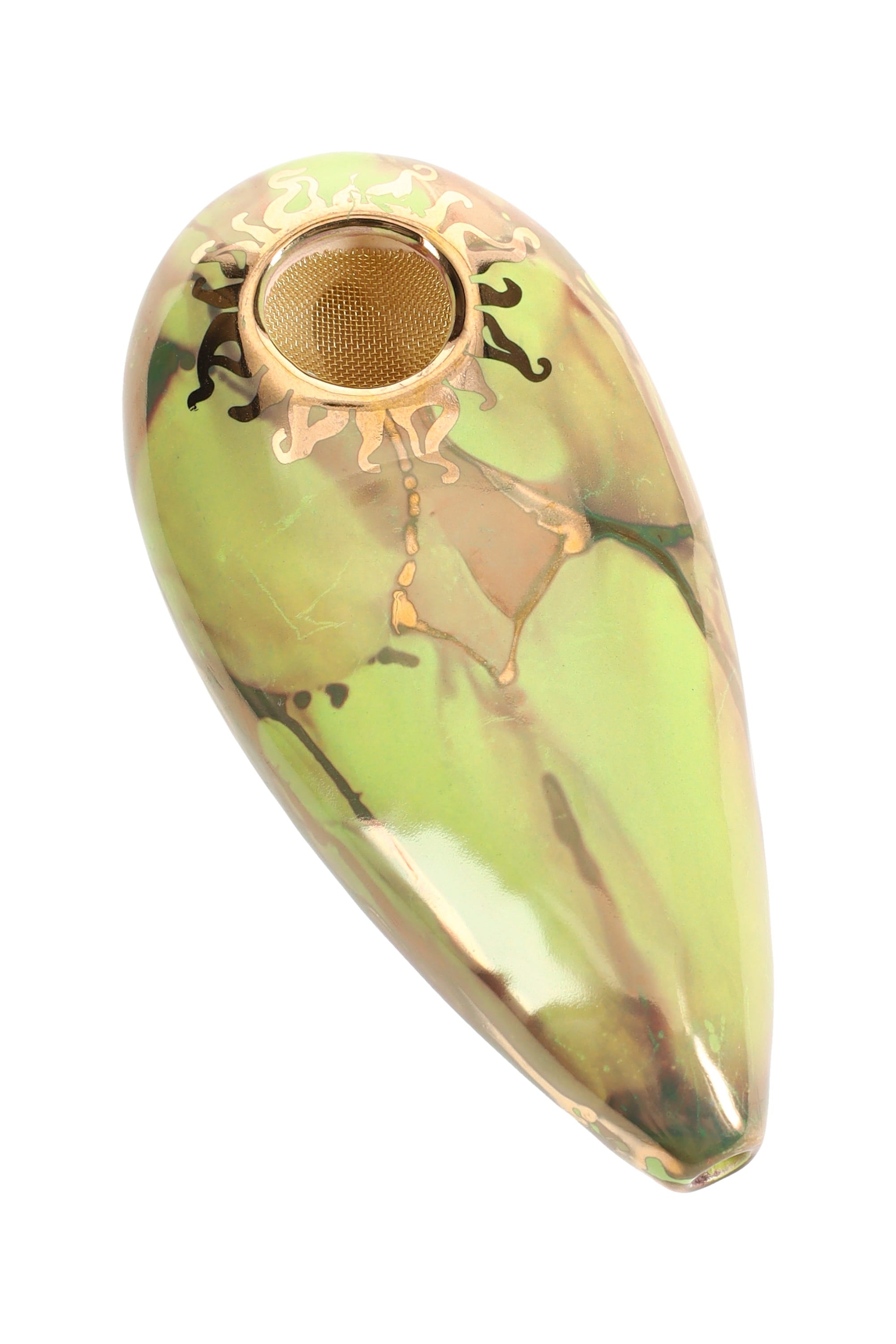Ancient Creations Ceramics Oval Hand Pipe – Brass Screen – Made in USA by Smoke Drop - view 10 | Buddy Brandz