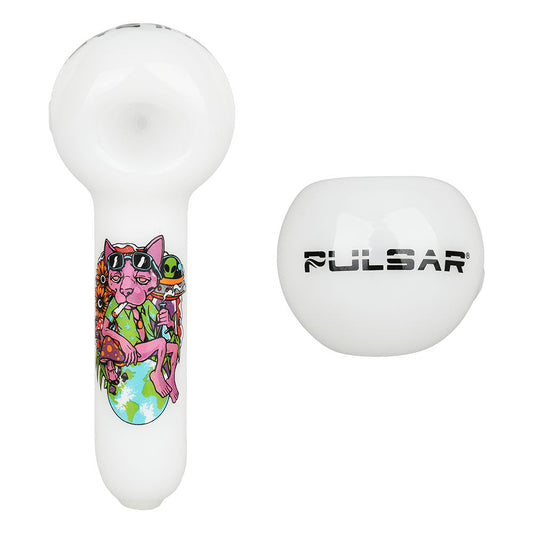 Pulsar Artist Series Spoon Pipe - Chill Cat / 5" by Smoke Drop | Buddy Brandz | Buddy Brandz