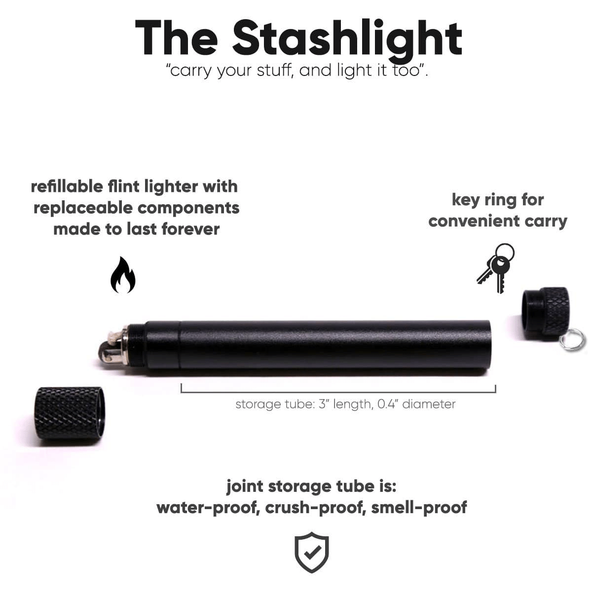 Smoke Honest StashLight - Doob Tube & Refillable Lighter by Smoke Drop - view 4 | Buddy Brandz