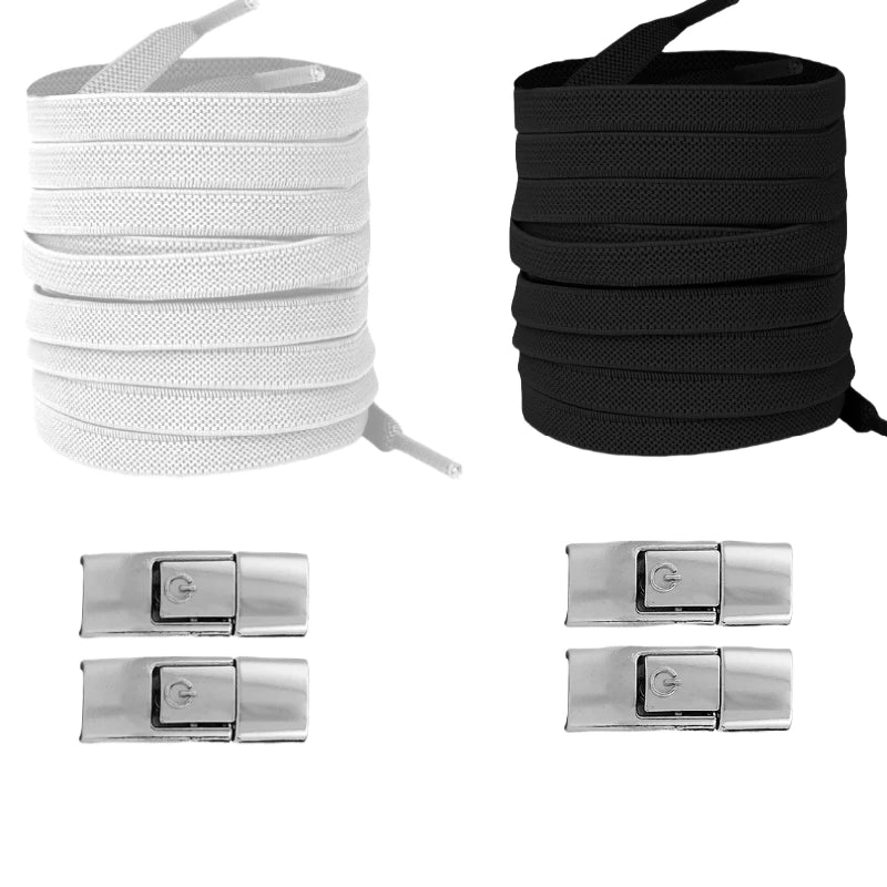 New Without Ties Elastic Laces No Tie Shoe Laces Press Lock Shoelaces Sneaker Kids Adult 8MM Widened Flat Shoelace for Shoes by Buddy Brandz | Buddy Brandz