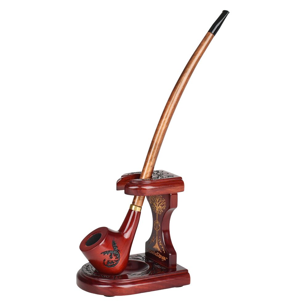Pulsar Shire Pipes x LoTR SMAUG Pipe & MIDDLE-EARTH Pipe Stand Bundle - 11.5" by Smoke Drop | Buddy Brandz