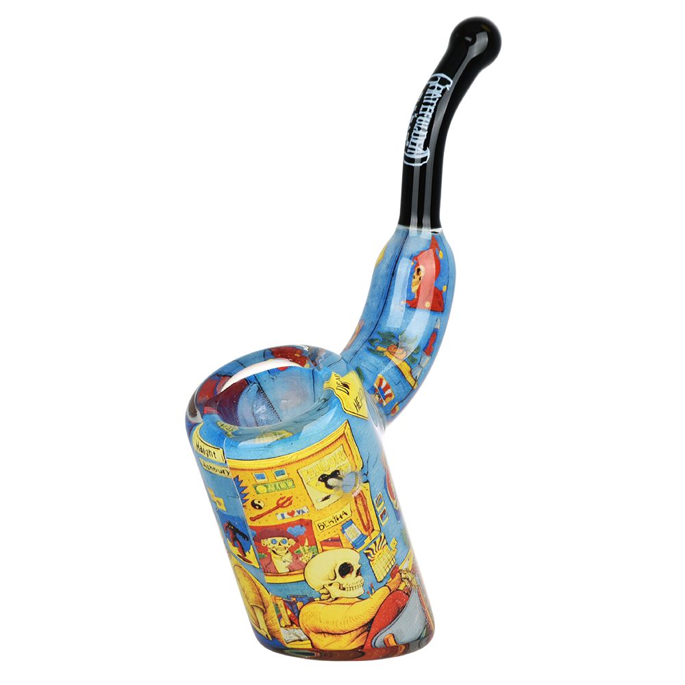 Grateful Dead x Pulsar Inside Print Bent Sherlock Pipe | 4" by Smoke Drop - view 9 | Buddy Brandz