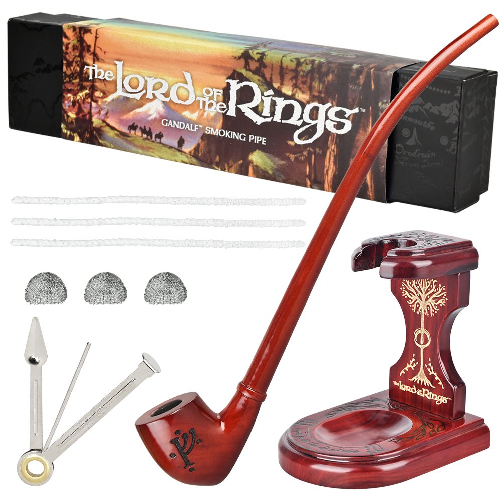 Pulsar Shire Pipes x LoTR GANDALF Pipe & MIDDLE-EARTH Pipe Stand Bundle - 12.5" by Smoke Drop - view 2 | Buddy Brandz
