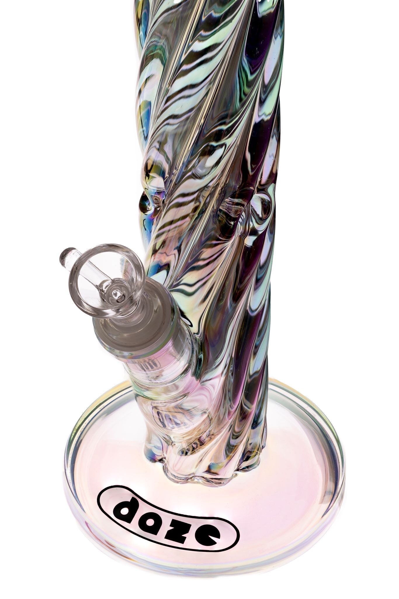 Daze Glass - 12 Inch Iridescent Rainbow Spiral Glass Water Pipe by Smoke Drop - view 4 | Buddy Brandz