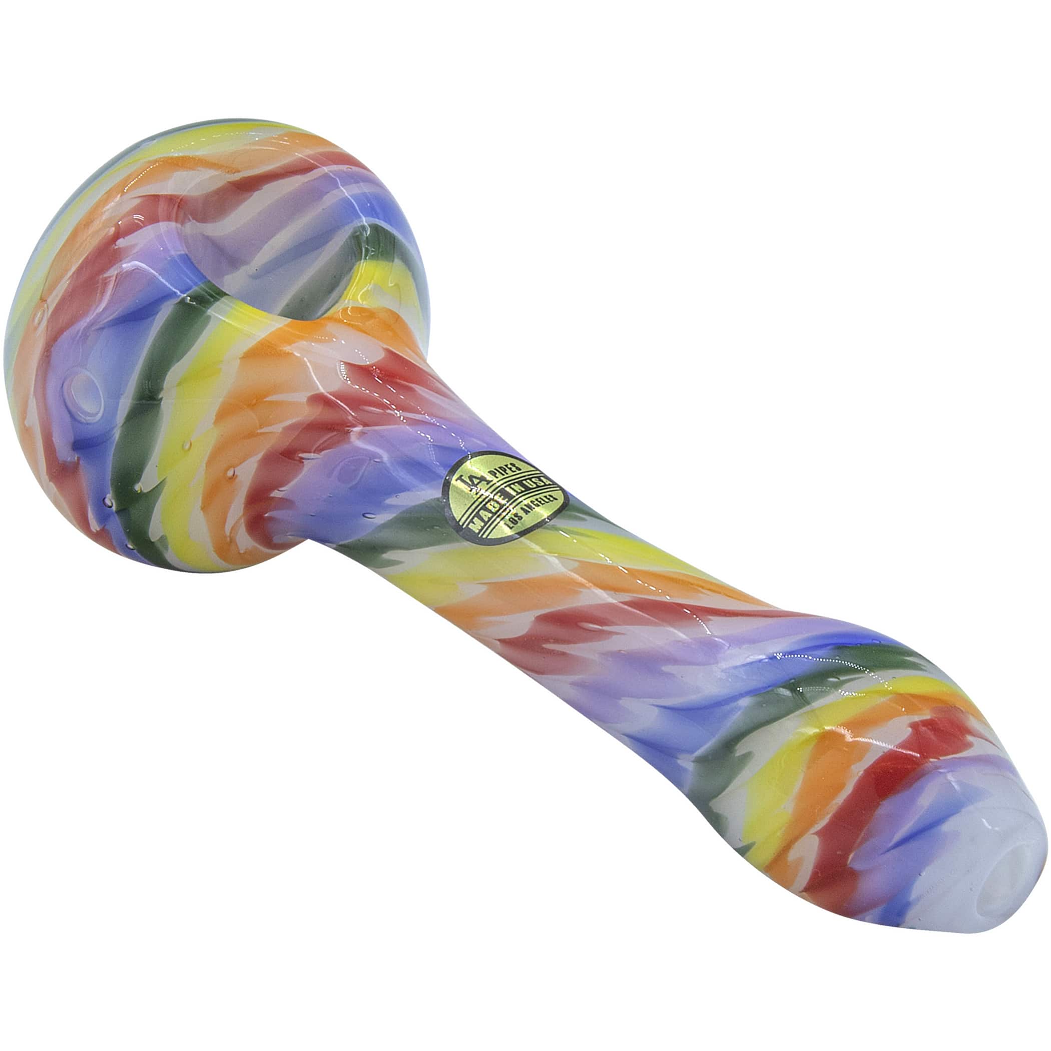 Rainbow Tie-Dye Glass Spoon Pipe by Smoke Drop | Buddy Brandz