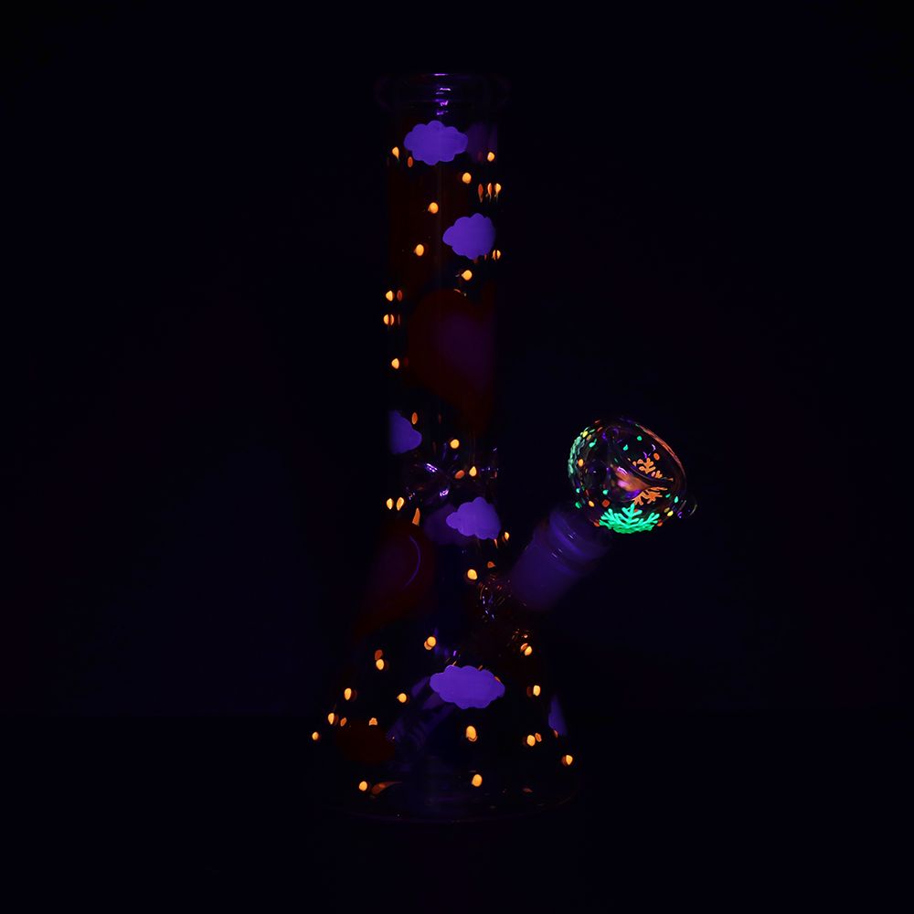 Pinky Hearts Beaker Glass Water Pipe - 10" by Smoke Drop - view 2 | Buddy Brandz
