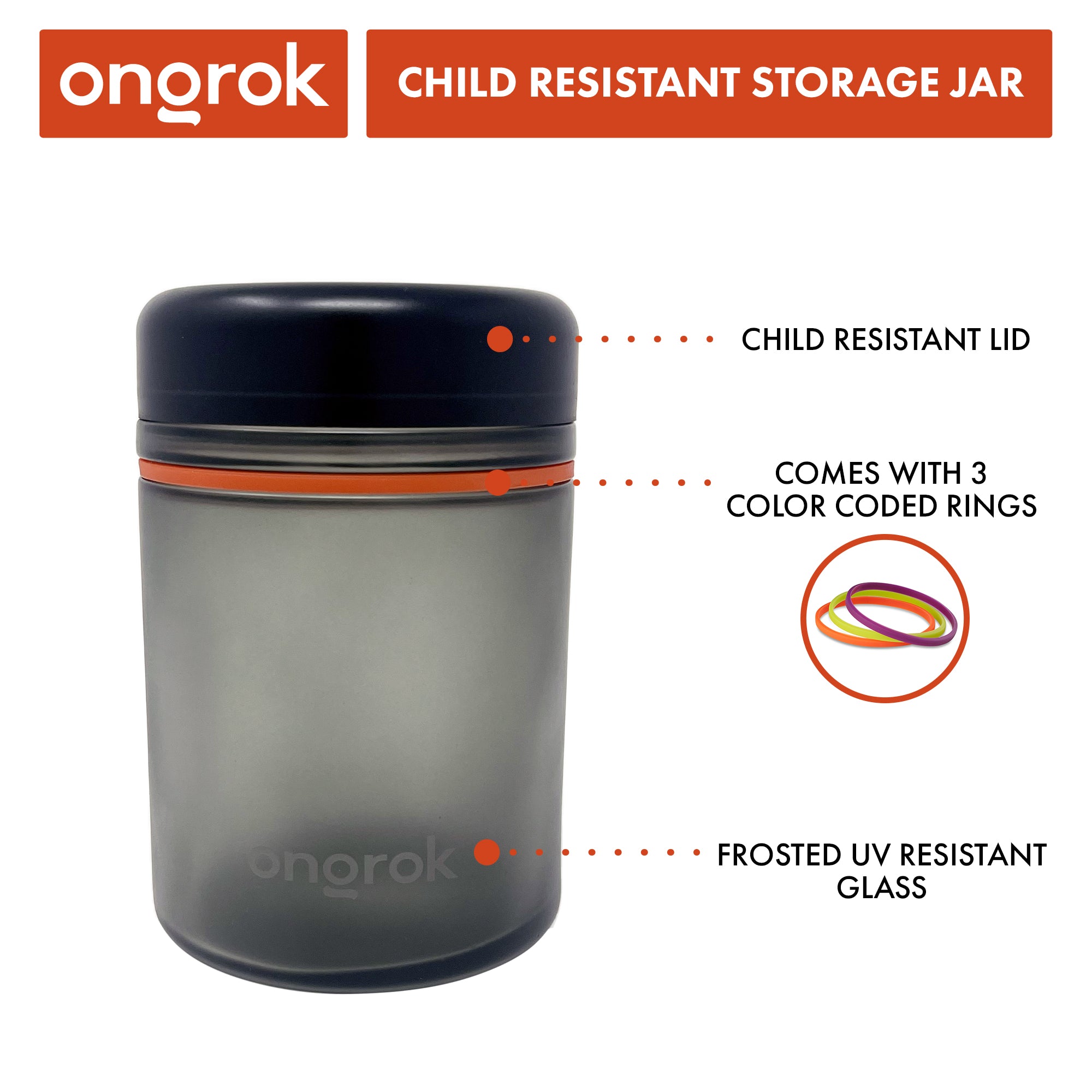 Ongrok 1000ml Child Resistant Storage Jar, 1 pack by Smoke Drop - view 4 | Buddy Brandz