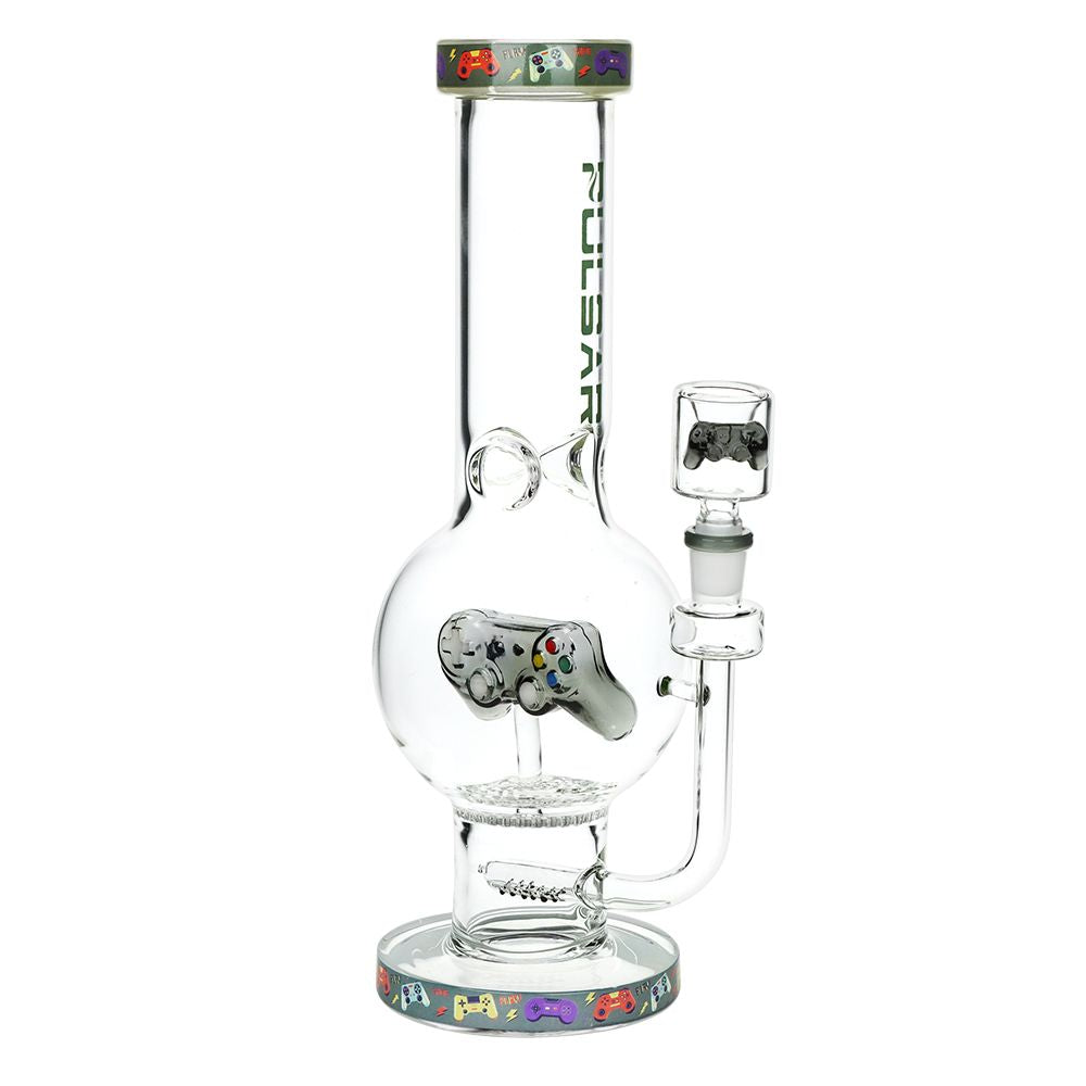Pulsar Game Time Bubble Base Glass Water Pipe - 12.5" / 14mm F by Smoke Drop - view 2 | Buddy Brandz