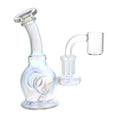 Load image into Gallery viewer, Time Warp Electroplated Glass Mini Dab Rig | 4.75" | 14mm F | Colors Vary by Smoke Drop - view 3 | Buddy Brandz
