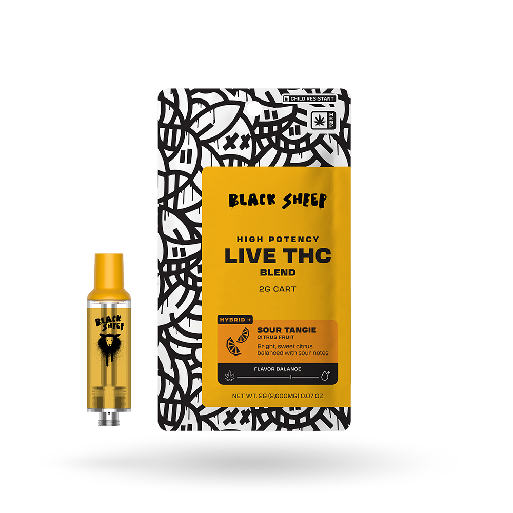 Live THCa Blend Vape Cartridge: Sour Tangie 2g