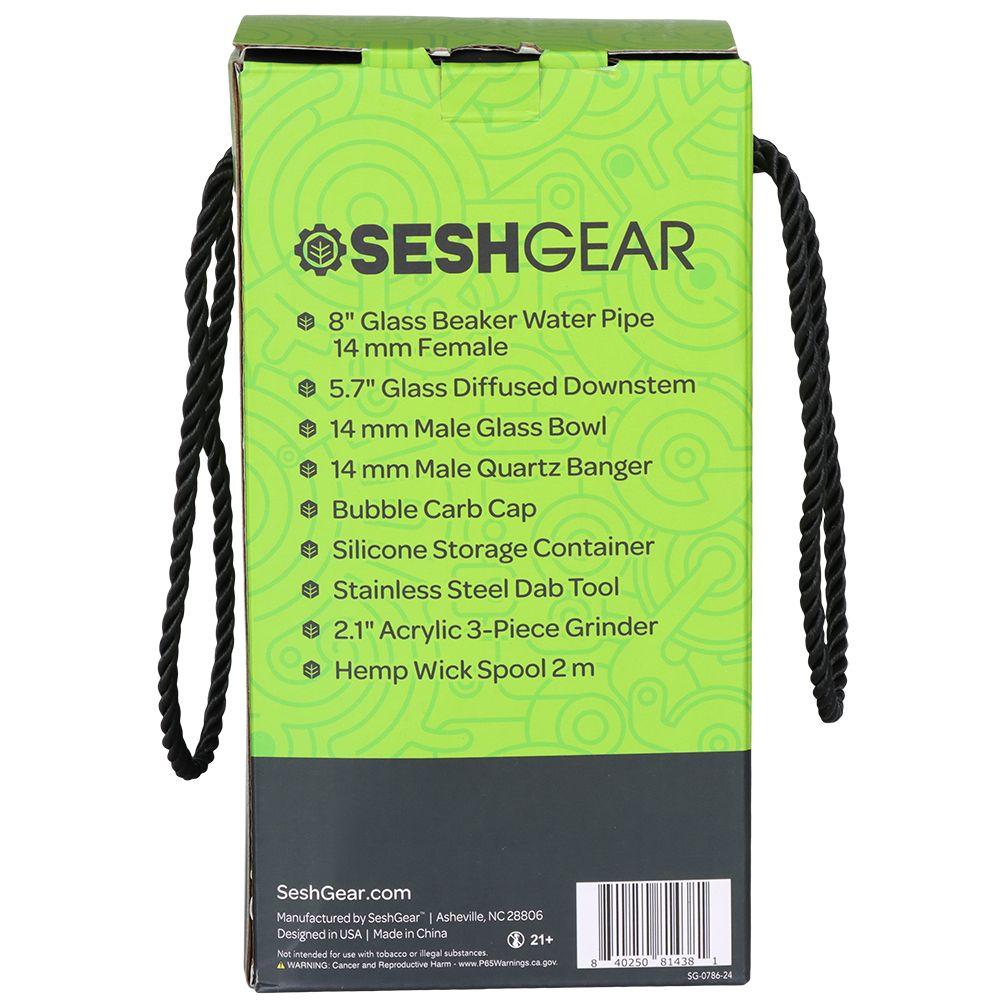 SeshGear Glass Beaker Water Pipe  | 8" by Smoke Drop - view 10 | Buddy Brandz