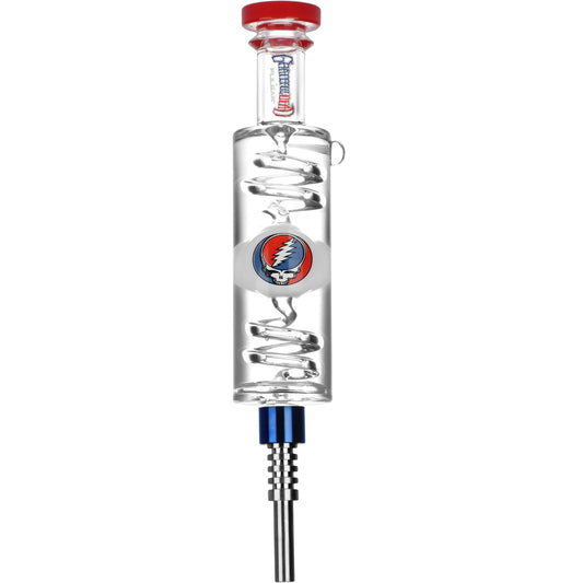 Grateful Dead x Pulsar Steal Your Face Glycerin Glass Dab Straw - 8.5" by Smoke Drop - view 2 | Buddy Brandz - alternate view | Buddy Brandz