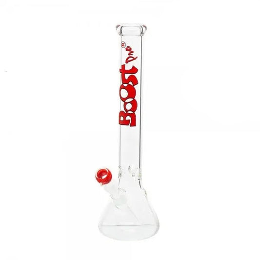 Boost | 17" Red Beaker Base Glass Water Pipe by Smoke Drop | Buddy Brandz | Buddy Brandz